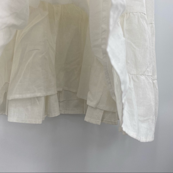 Aqua NWT Ruffled Strap Mini Dress Sleeveless Smocked Linen Blend White Large New - Picture 7 of 13